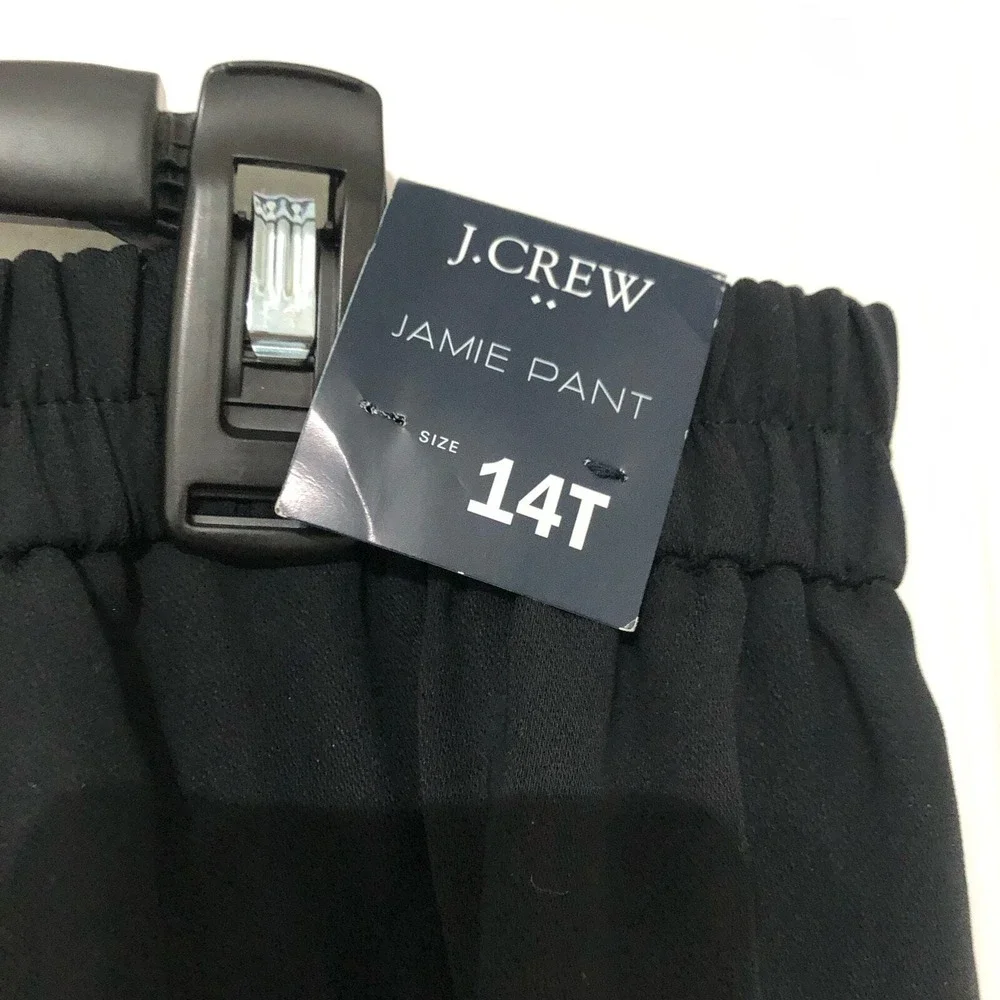 J. Crew Women's Jamie Pants Size 14T Black Straight Leg Classic Pull‎ On NWT